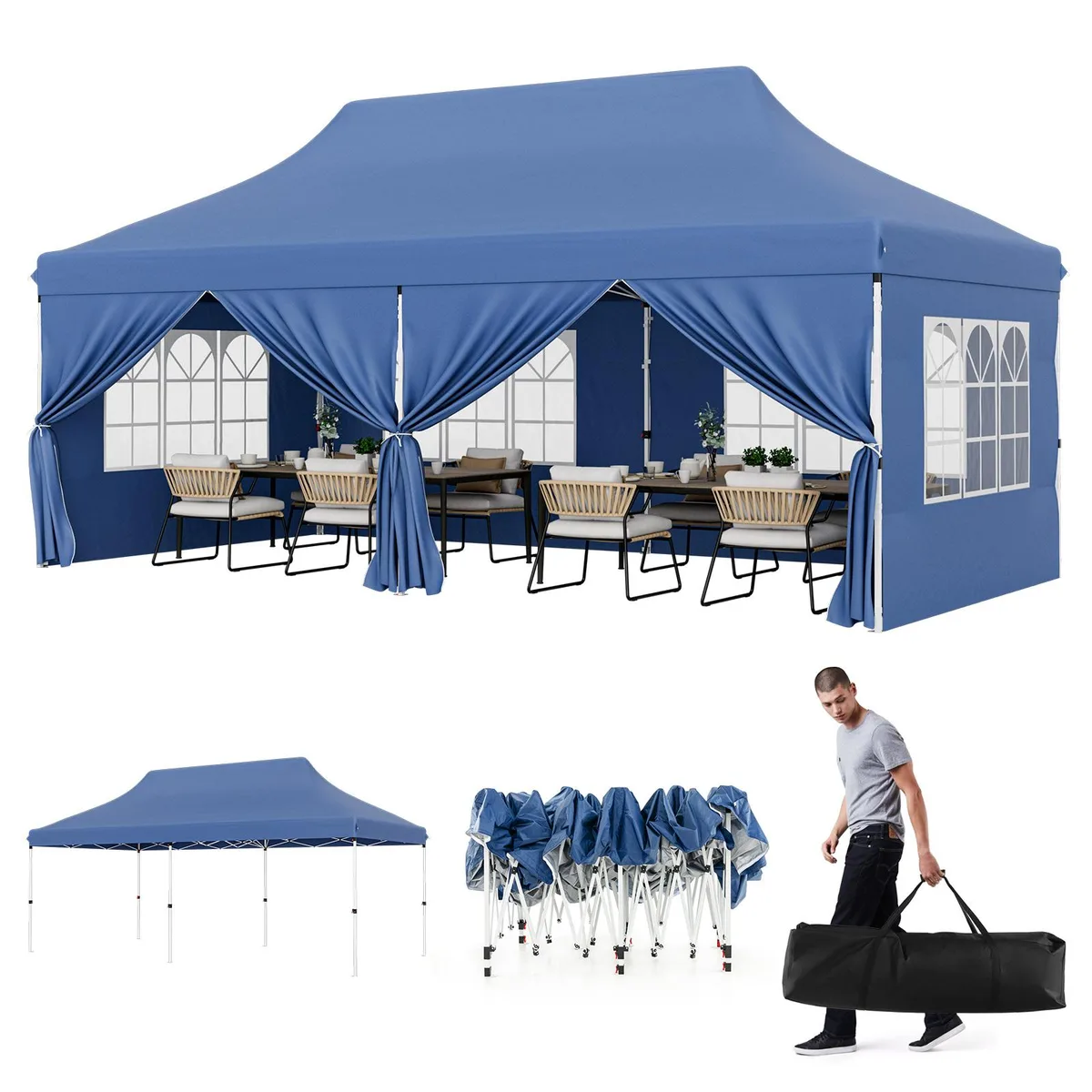 SlickBlue SlickBlue 10 x 20 ft Canopy with 6 Sidewalls and Carrying Bag — product photo