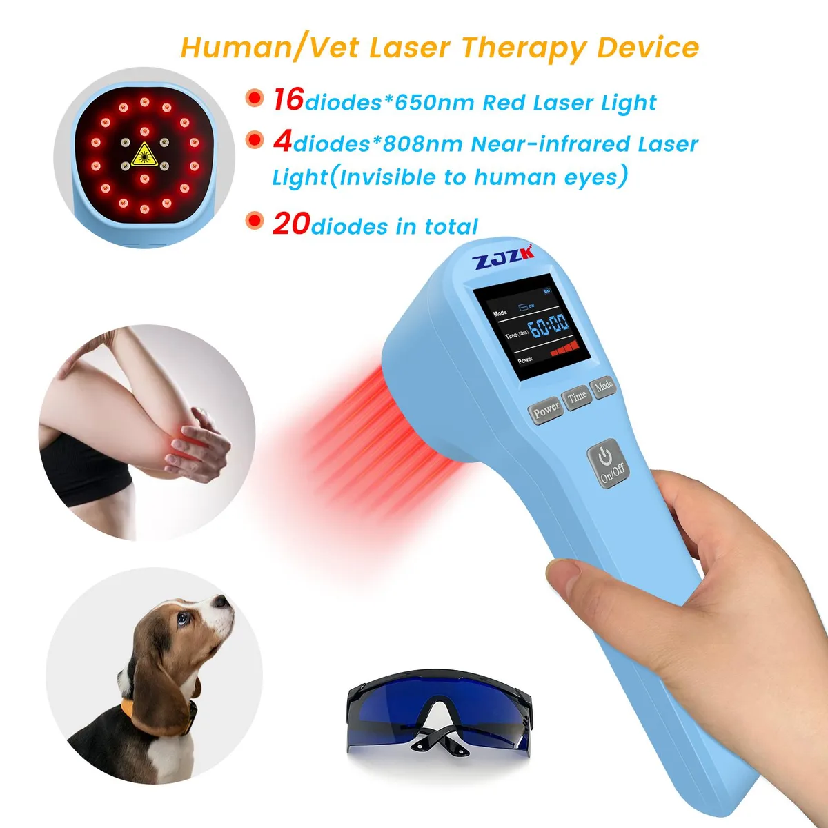 ZJZK ZJZK HHL01-703 Cold Laser Therapy Device 4×808nm 16×650nm Home Health Care — product photo