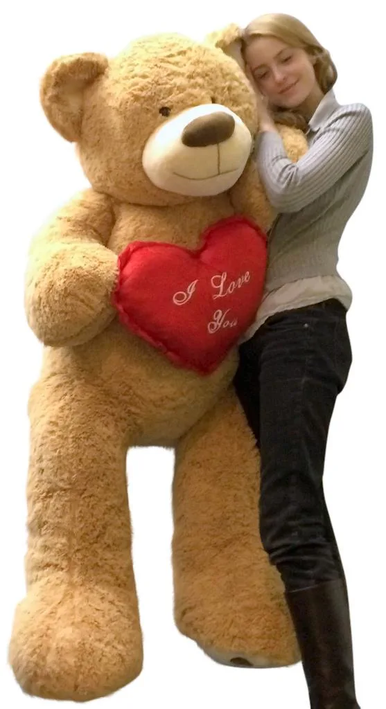BigPlush BigPlush Giant Teddy Bear 60 Inch Tan with Heart Pillow — product photo