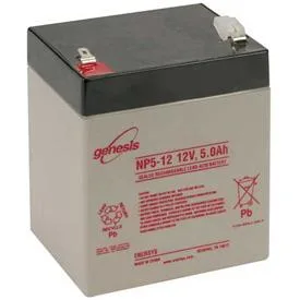 Single square 12V 5A sealed lead-acid battery with .25 inch terminals