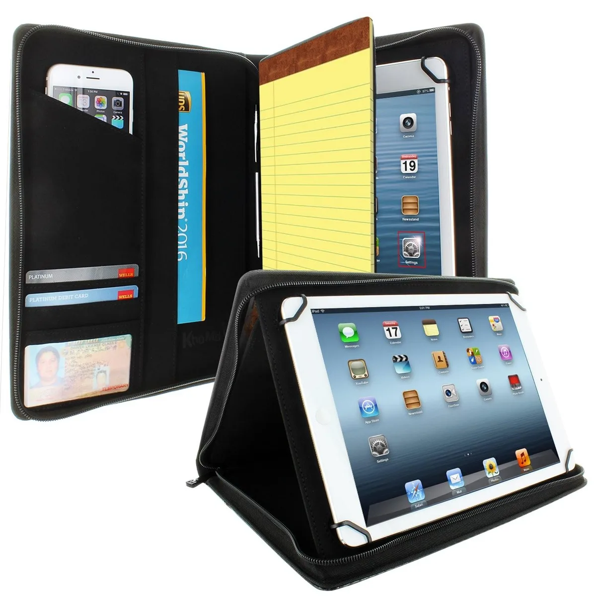 KHOMO KHOMO Padfolio Zippered Case iPad Pro 12.9 Carbon Fiber Black KHO-1702 — product photo