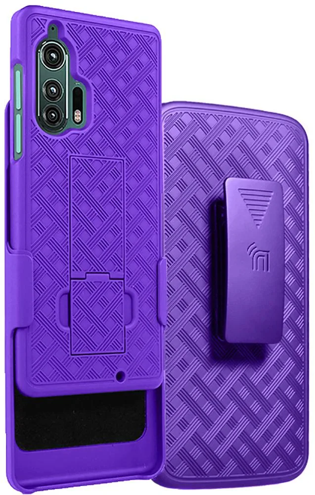 Nakedcellphone Nakedcellphone Kickstand Case + Belt Clip Holster Combo Purple for Motorola Edge+ (2020, XT2061) — product photo
