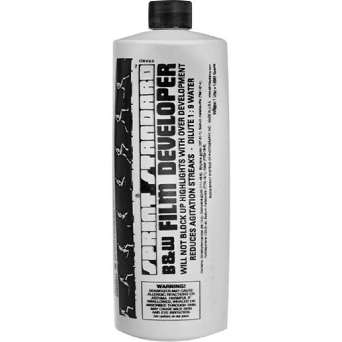 White 1-litre plastic bottle of liquid film developer concentrate