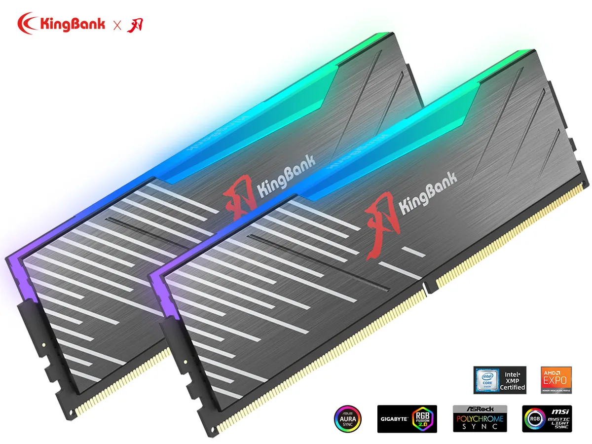 KINGBANK KINGBANK KPRR564D 32GB (2x16GB) DDR5 6400 CL32 RGB desktop RAM — product photo