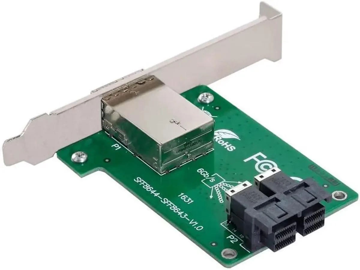 SMUGDESK SMUGDESK Mini SAS HD SFF-8644 to SFF-8643 Dual Port Adapter Card Low Profile Bracket — product photo