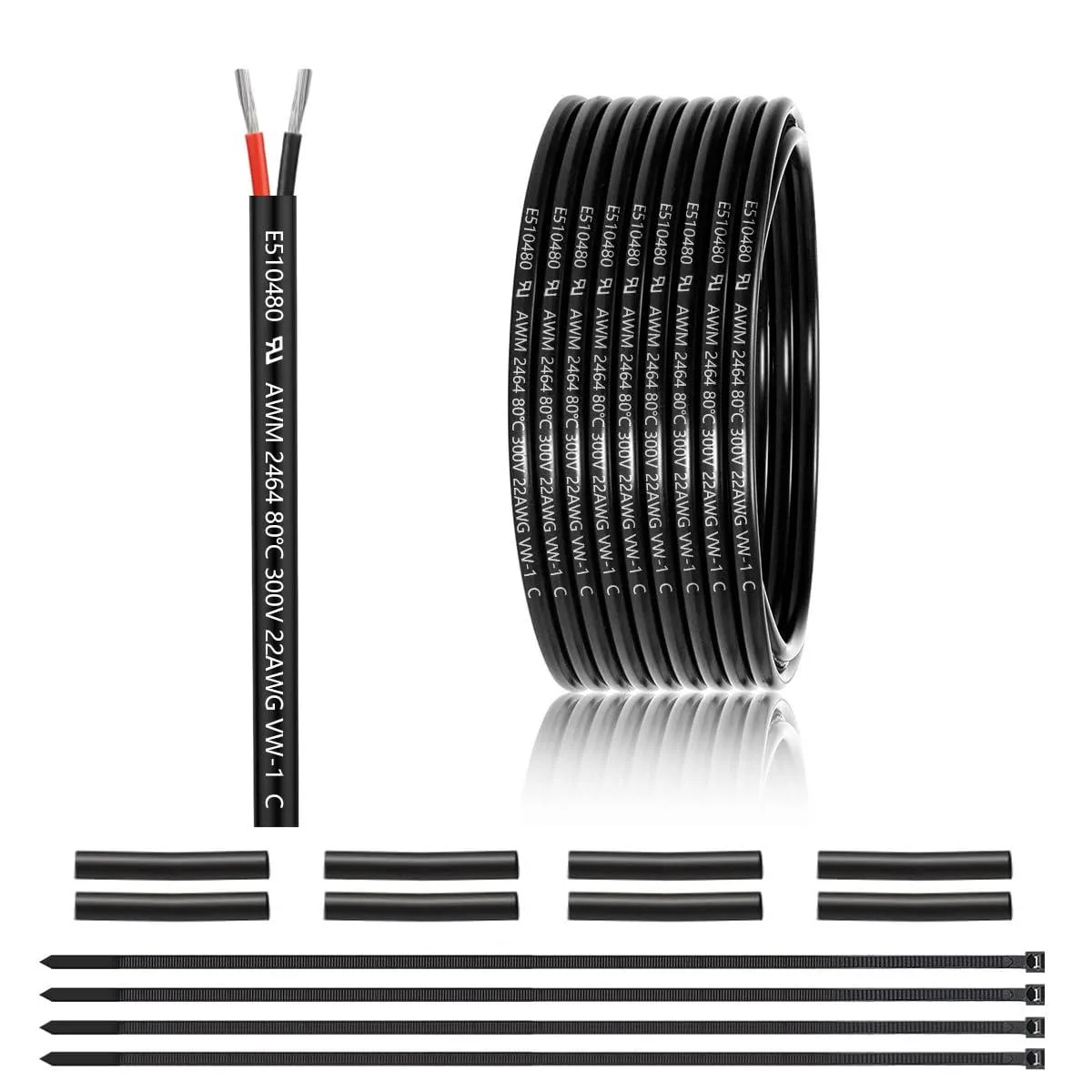  ENERJOUR 22 AWG 2-Conductor Speaker Wire 25 ft 17×0.16 mm tinned copper UL 2464 — product photo