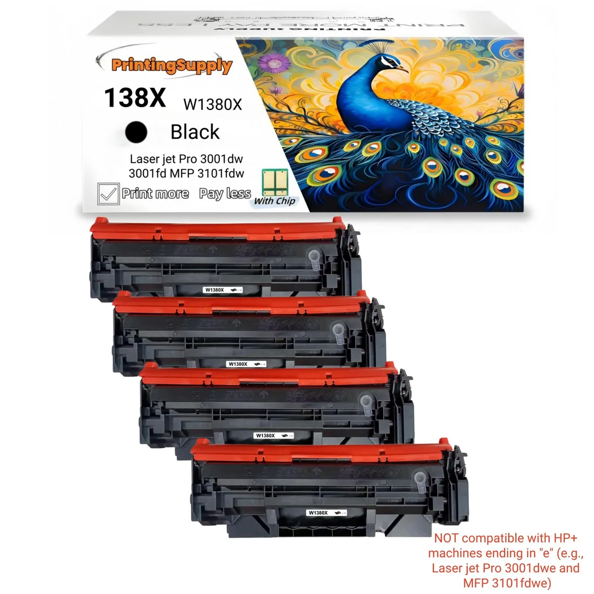 Aster Graphics Inc Aster Graphics Inc 138X W1380X 4 Pack Black Toner Cartridge — product photo