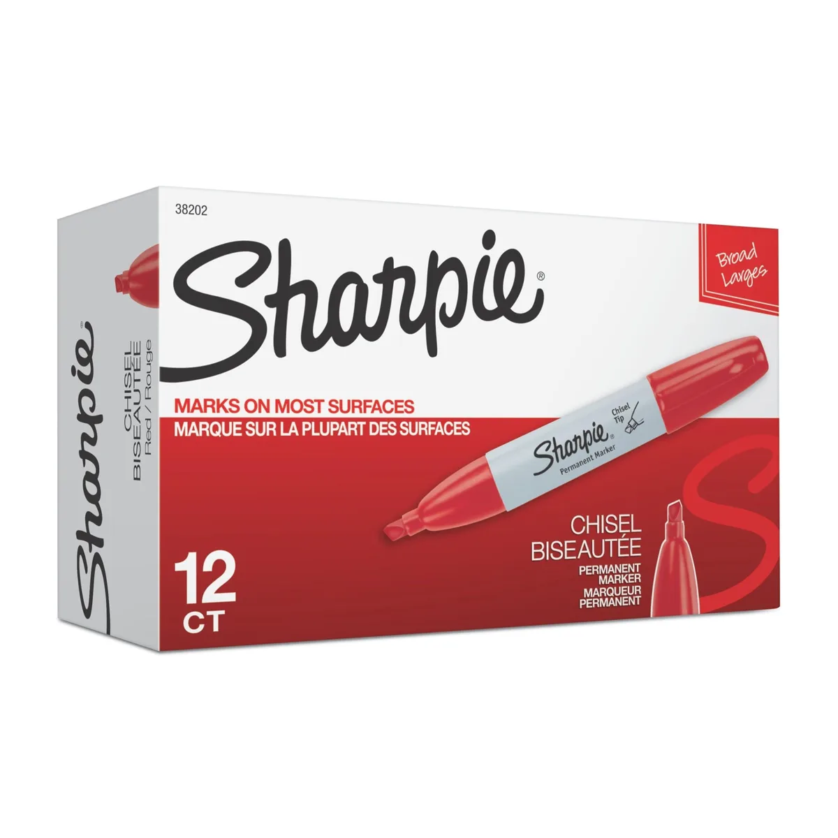  Sharpie Permanent Markers Chisel Tip Red 12 Count — product photo