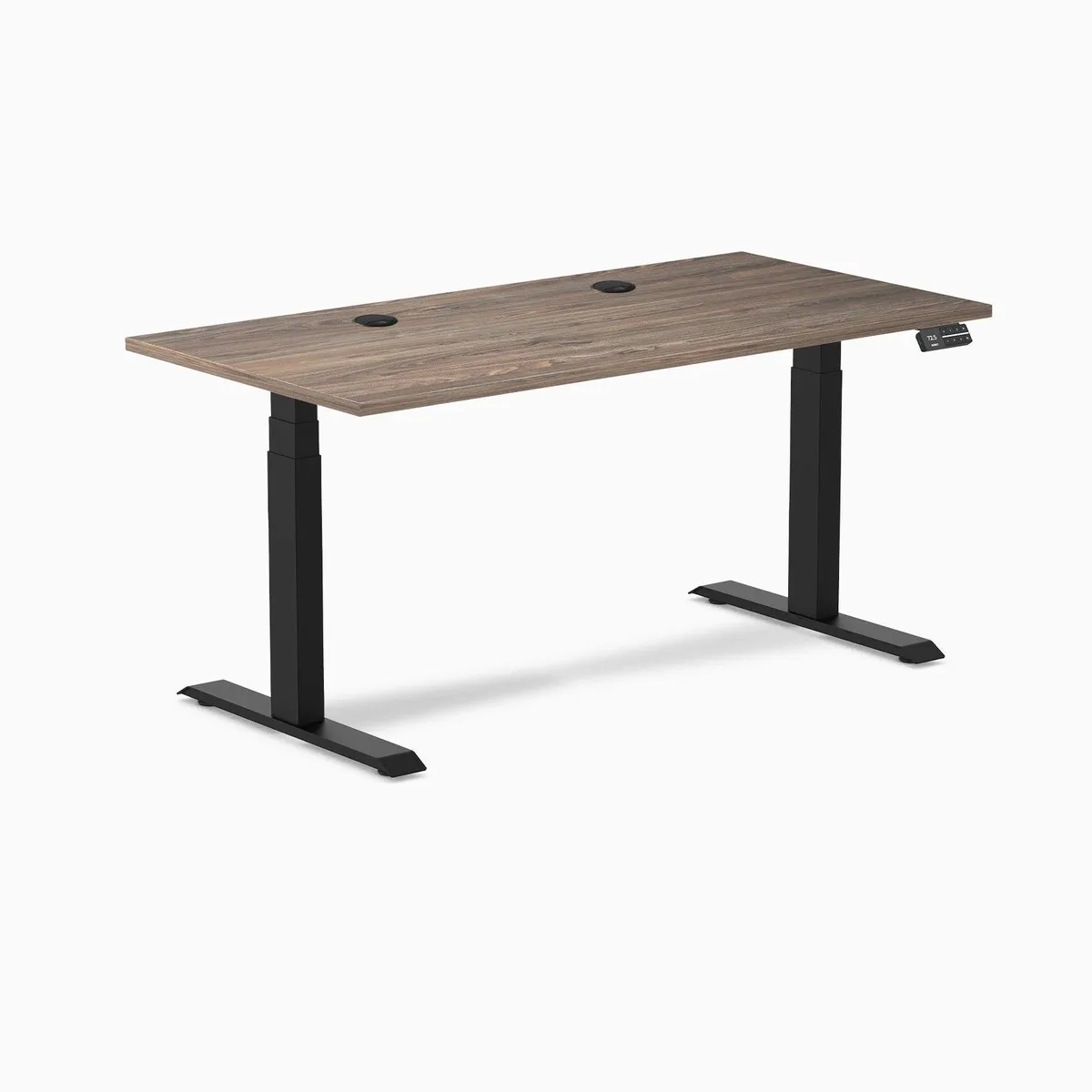 Desky Desky Dual Laminate Sit Stand Desk Natural Walnut 59.1 x 29.5 in Matte Black — product photo