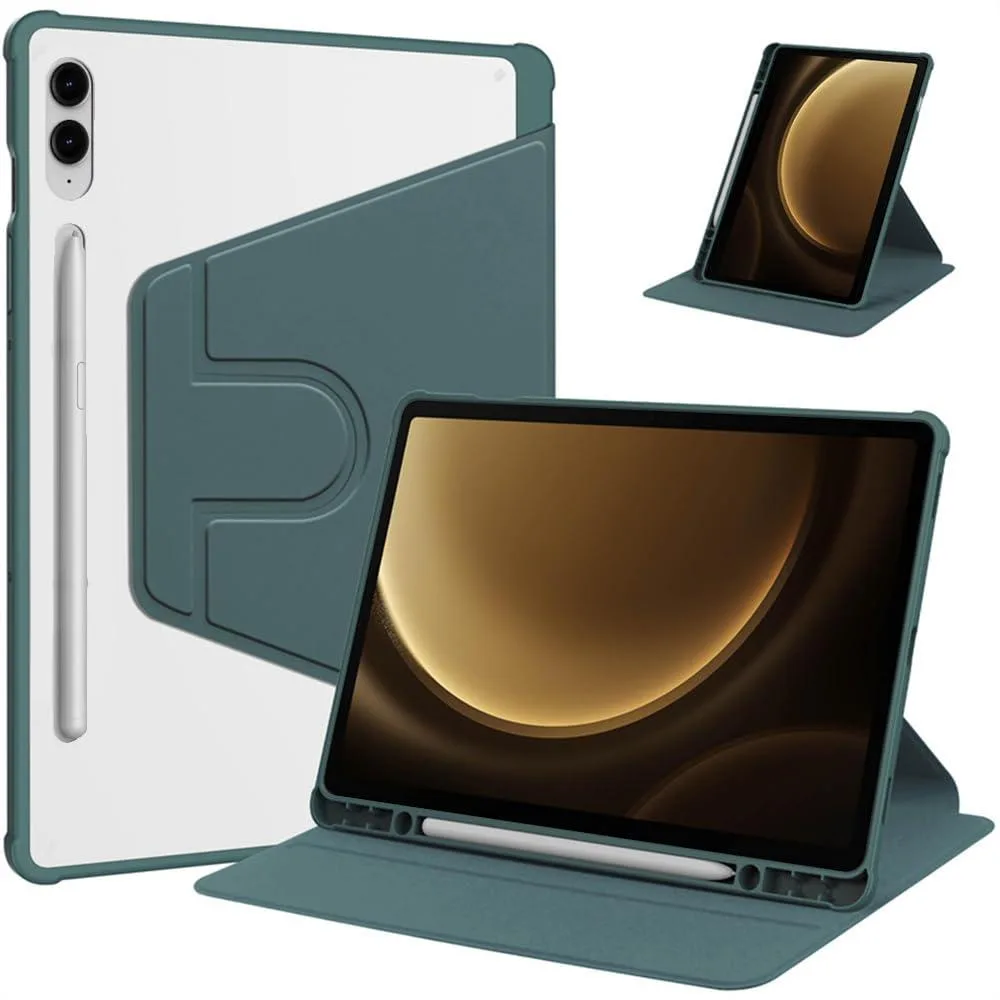 Green Timoom case with clear hard back and kickstand for 12.4 inch tablet