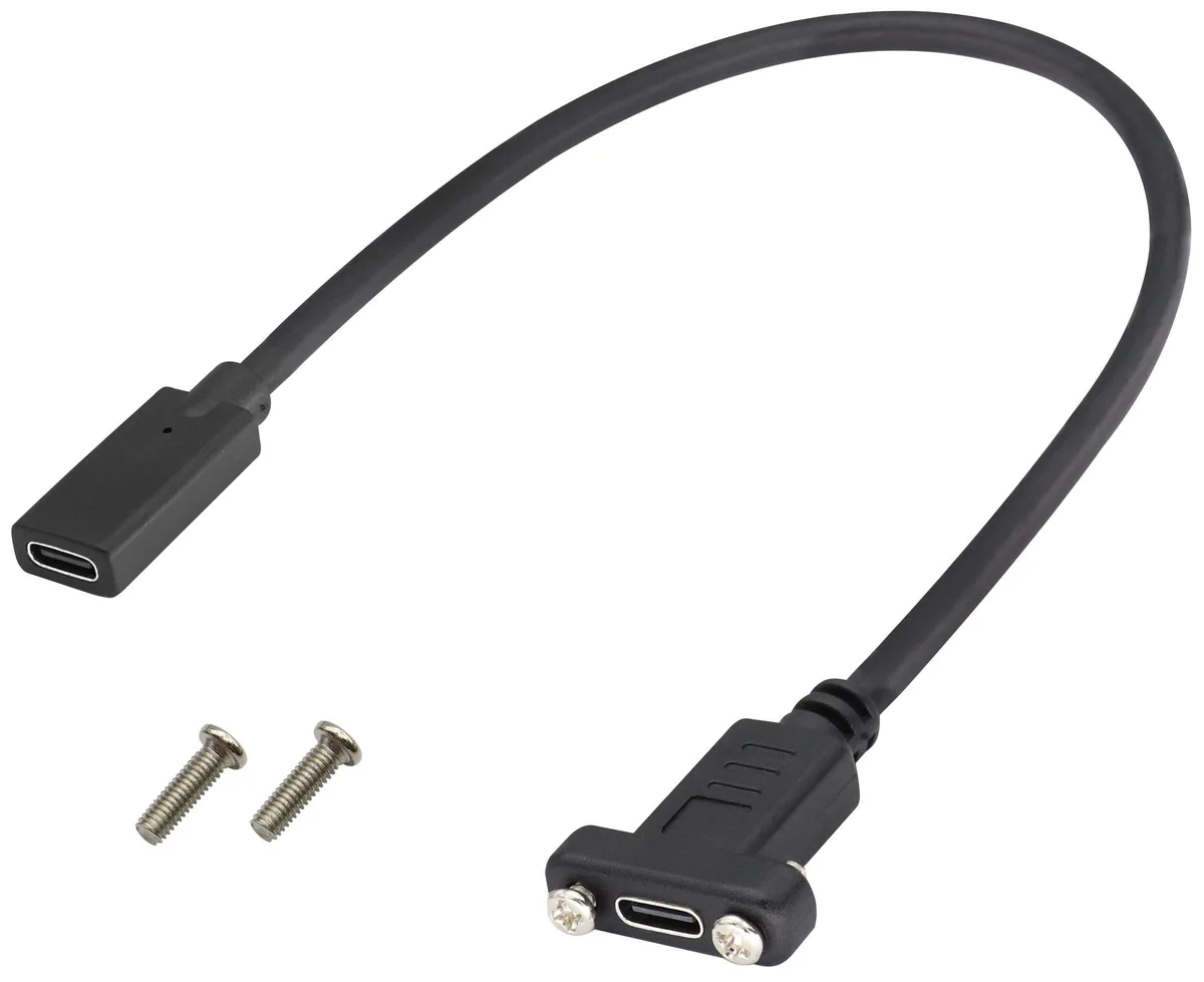 BUCIER BUCIER USB 3.1 Type C Female to Female Panel Mount Cable 0.3m Gen 2 10Gbps 3A — product photo