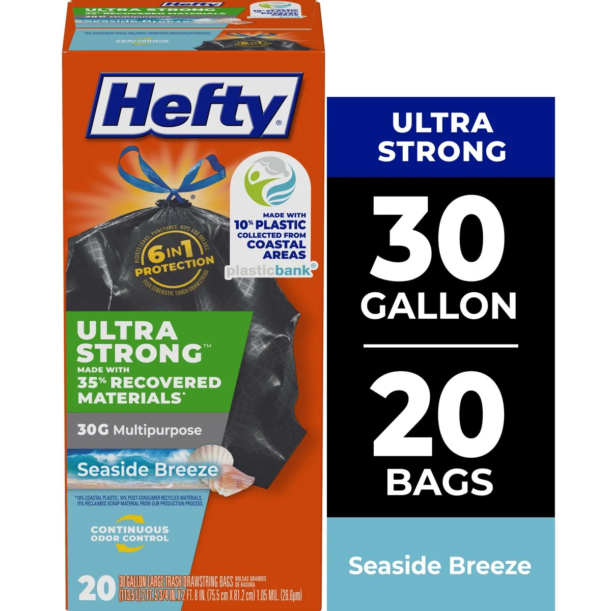 Hefty Hefty Ultra Strong 30 gal Trash Bags, 35% Recovered Materials, 20 Count — product photo