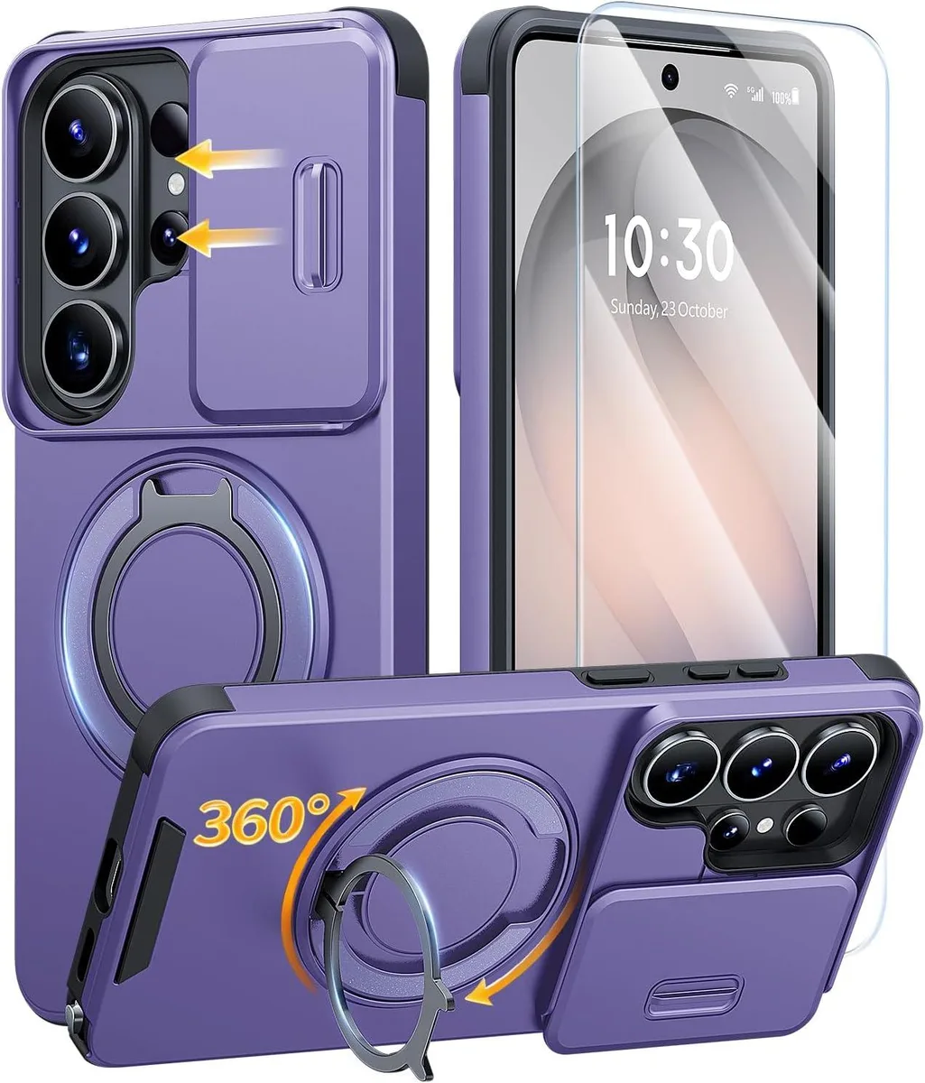 Transcend Transcend Galaxy S26 Ultra Case Purple 360° Ring Stand Slide Cover 1.2mm Screen 1.5mm Camera 6.9 — product photo