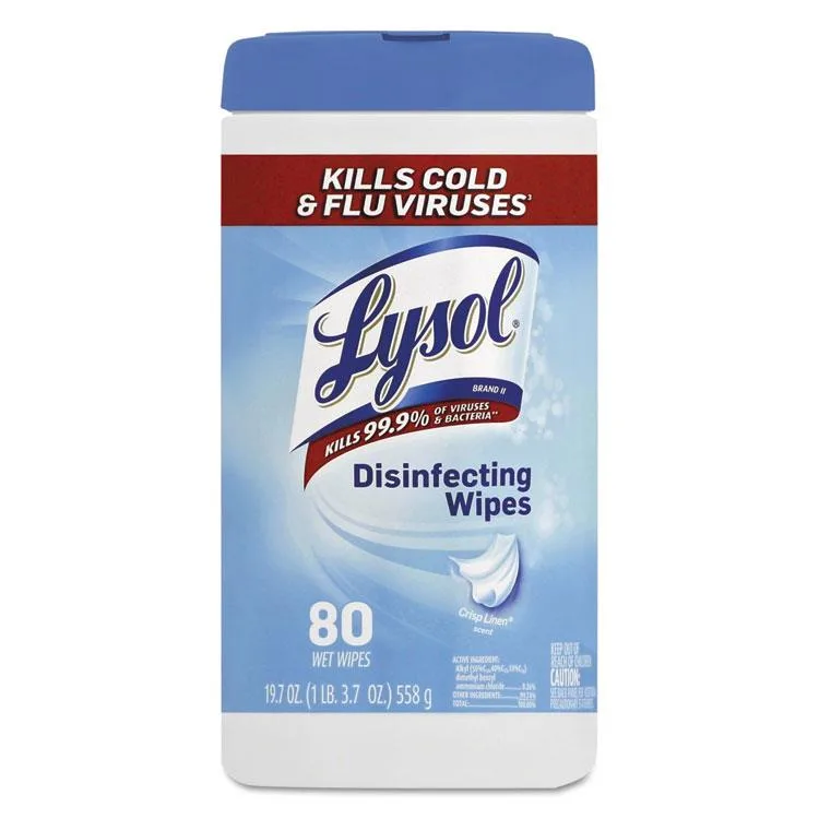 Reckitt Benckiser Reckitt Benckiser 89346CT Lysol Disinfecting Wipes Crisp Linen 80 count 6 pack cleaning — product photo