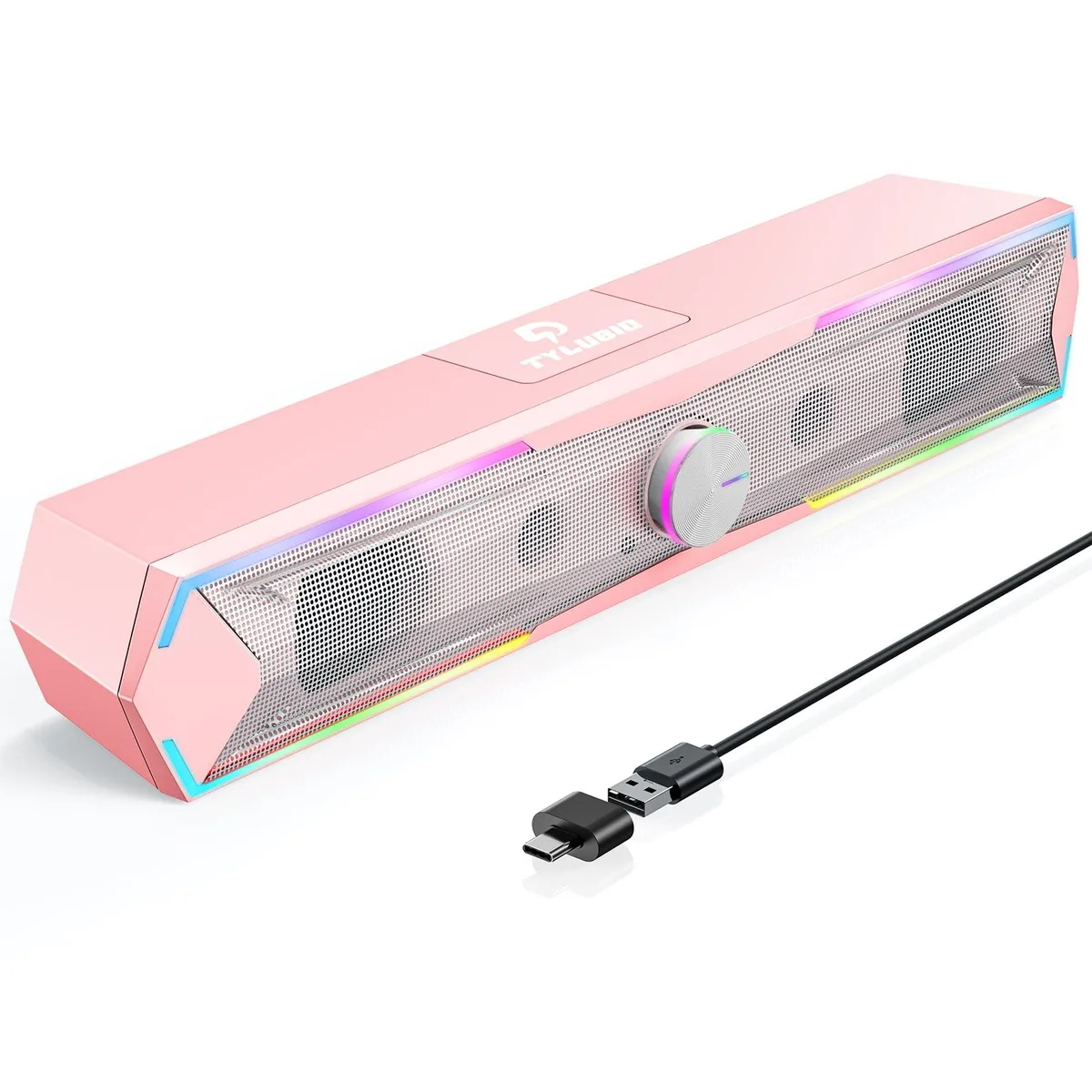  Tylubio ST200 2.0 Soundbar 10 W Bluetooth USB LED Pink — product photo