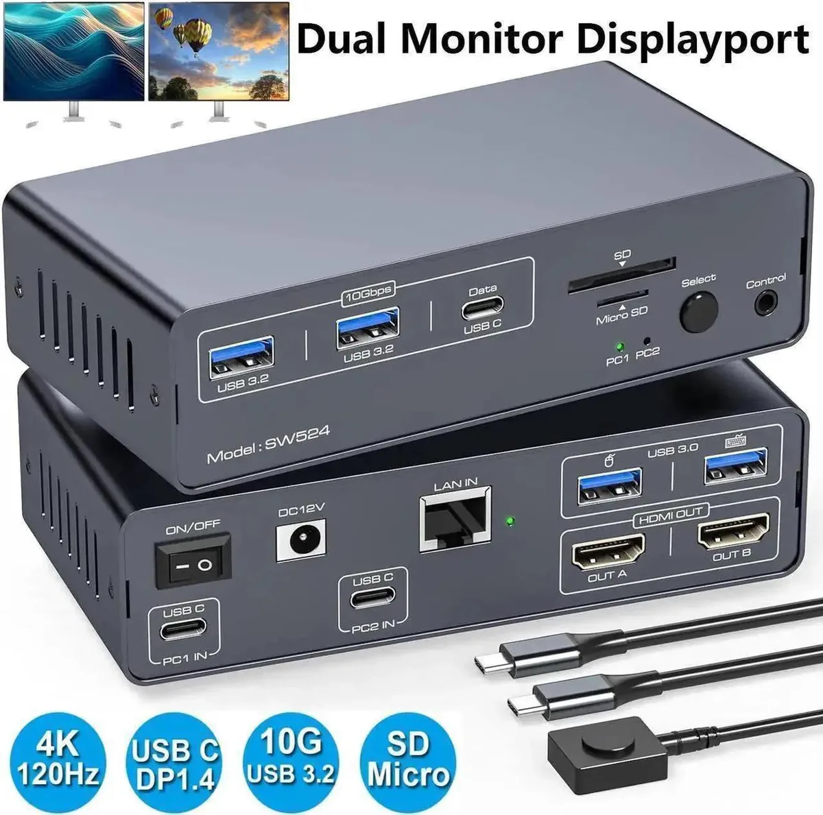 Vszerda Vszerda 13-in-1 USB-C DP KVM Switch 4K 120Hz — product photo