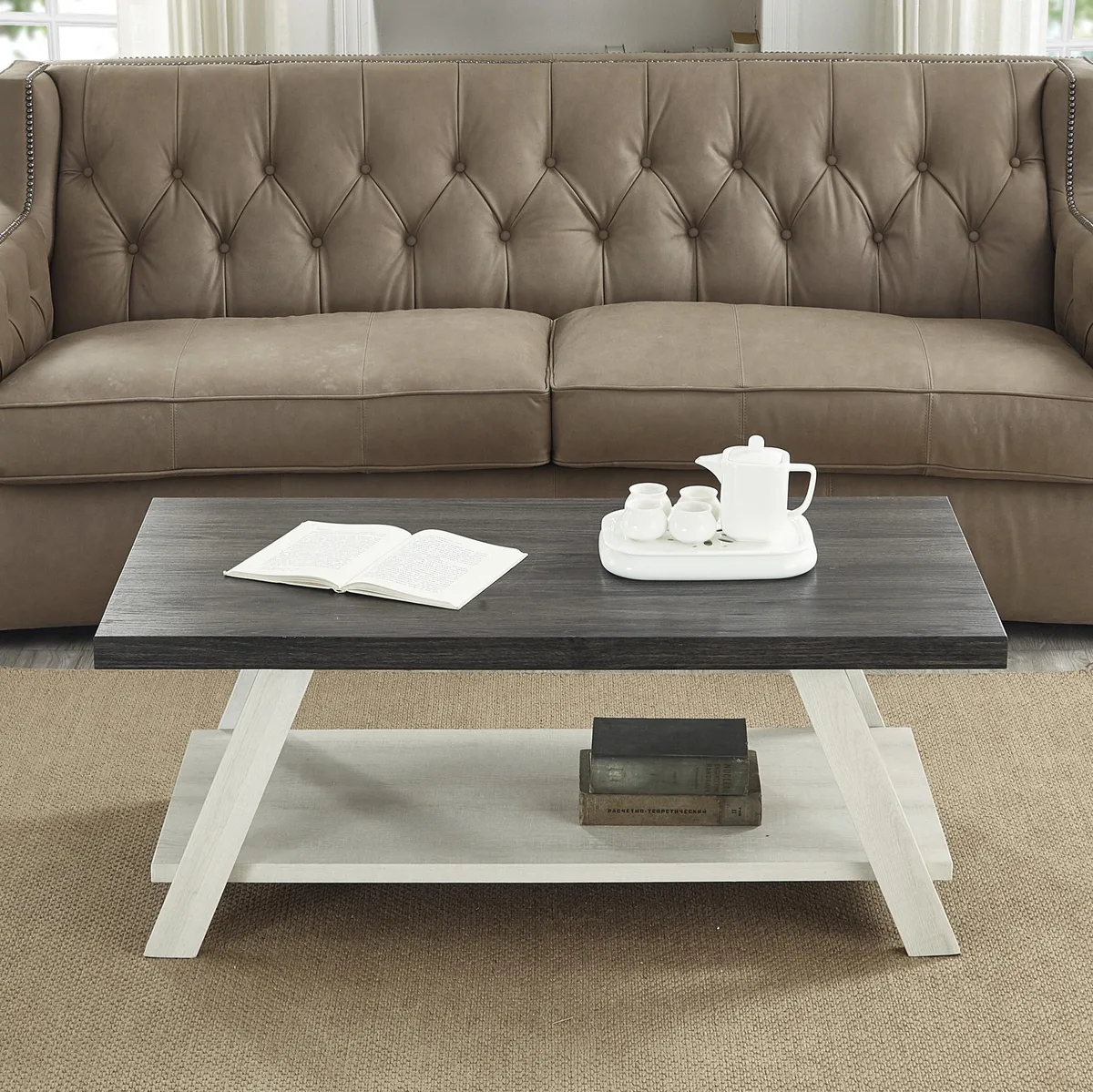 tuphen tuphen Athens Coffee Table Weathered Charcoal Beige 48x24x19 — product photo