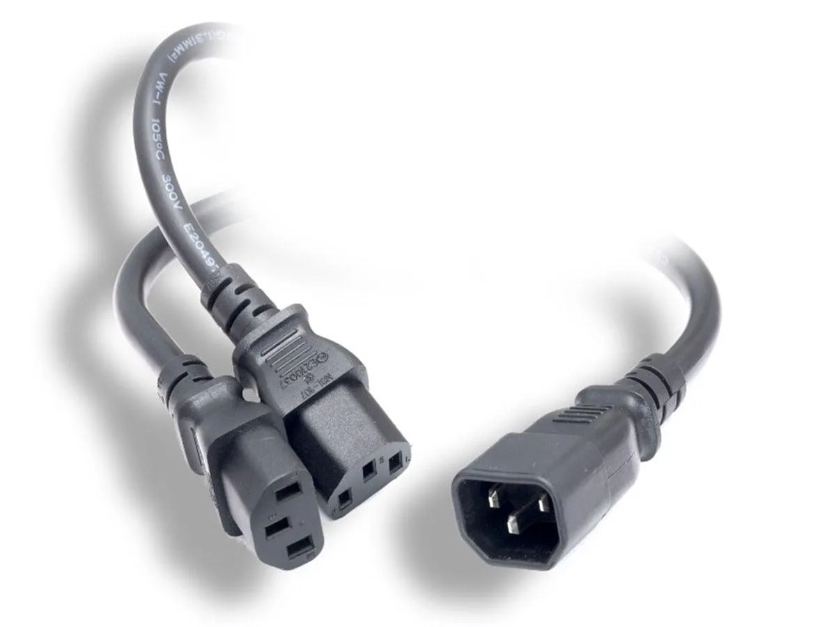 Monoprice Inc. Monoprice 141095 Power Cord Splitter 3 ft C14 to 2x C13 16AWG 13A — product photo