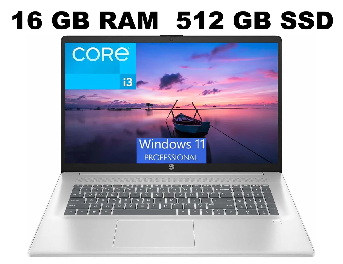 HP HP 17 Laptop 17.3" FHD i3-N305 8-Core 16GB 512GB PCIe SSD Windows 11 Pro Silver — product photo