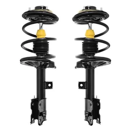 Unity front complete strut assembly kit, pair of silver coil-over units with top mounts and springs