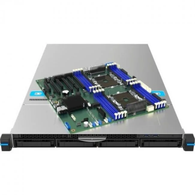 Intel Intel M20MYP1UR 1U rackmount barebone server 2×Xeon C624 16×DDR4 4×3.5″ 750W — product photo