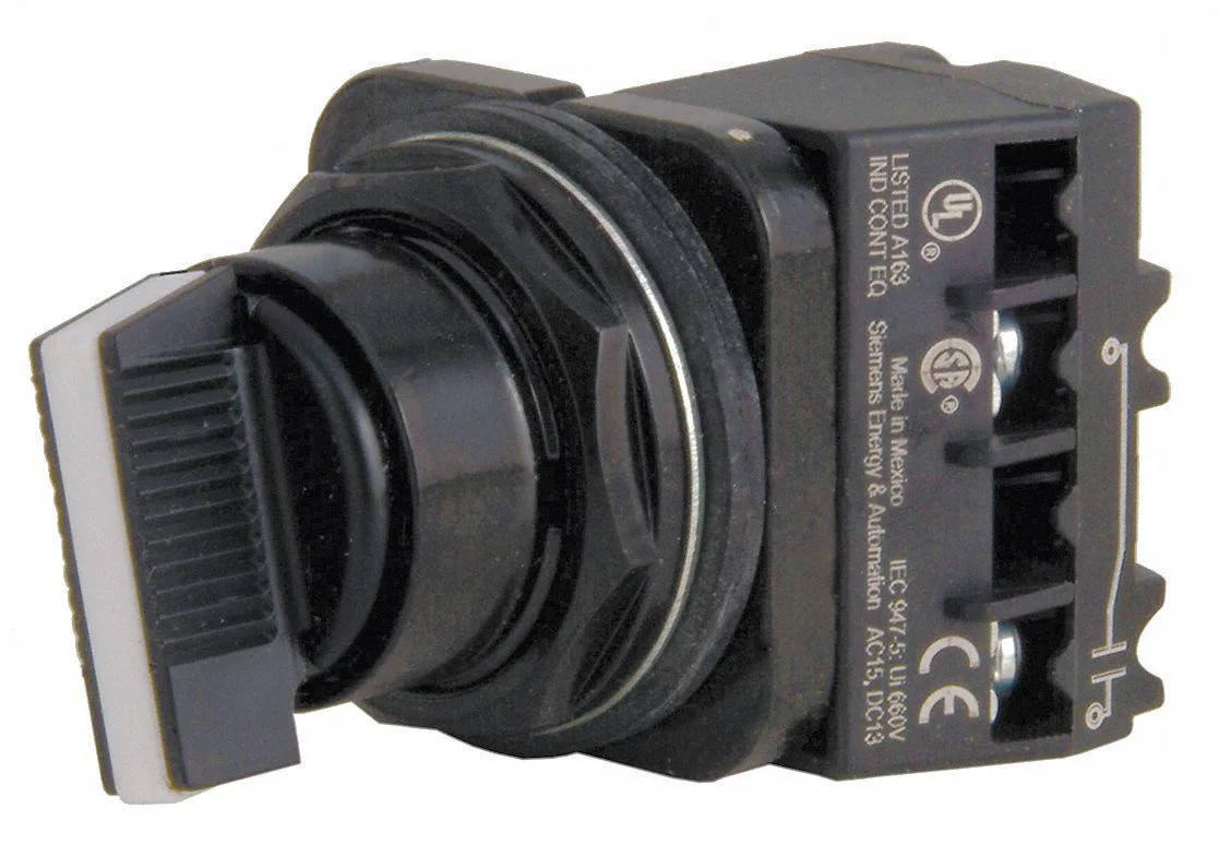 SIEMENS SIEMENS 52SW2CABA1 30 mm Selector Switch 3 Position Maintained 1NO/1NC Black — product photo