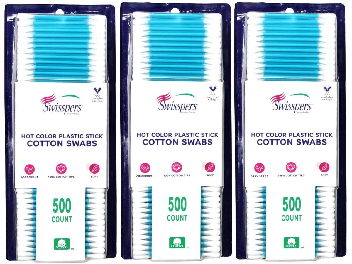  Swisspers Hot Color Cotton Swabs 500 per Pack 3 Pack — product photo