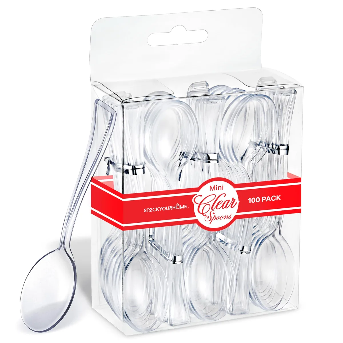 Stock Your Home 2963 Clear Mini Spoons 4 Inch 100 Count — product photo