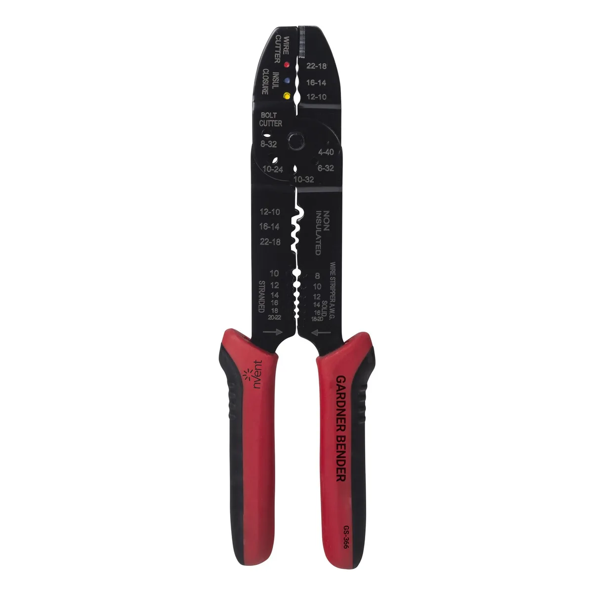 Red-handled multi-tool crimper stripper with cushioned grips