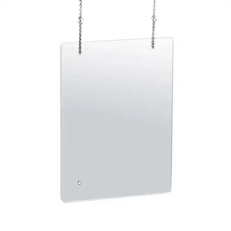 Clear acrylic hanging shield with transparent finish