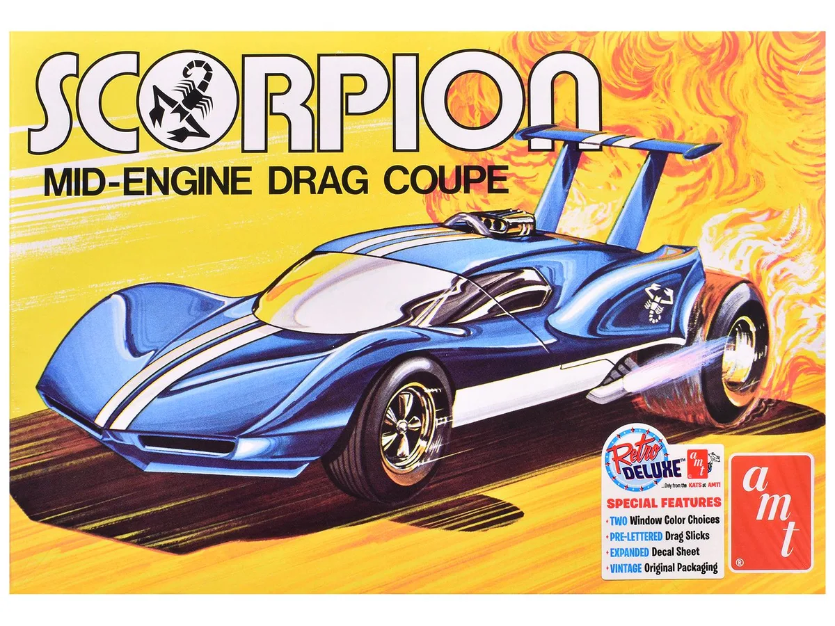AMT AMT AMT1501 1/25 Scorpion Mid-Engine Drag Coupe Model Kit 107 Parts — product photo