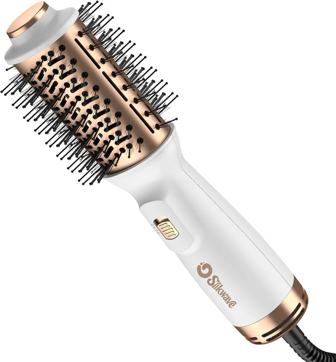 White 2-inch oval ionic hot air brush with mixed bristles and swivel cord