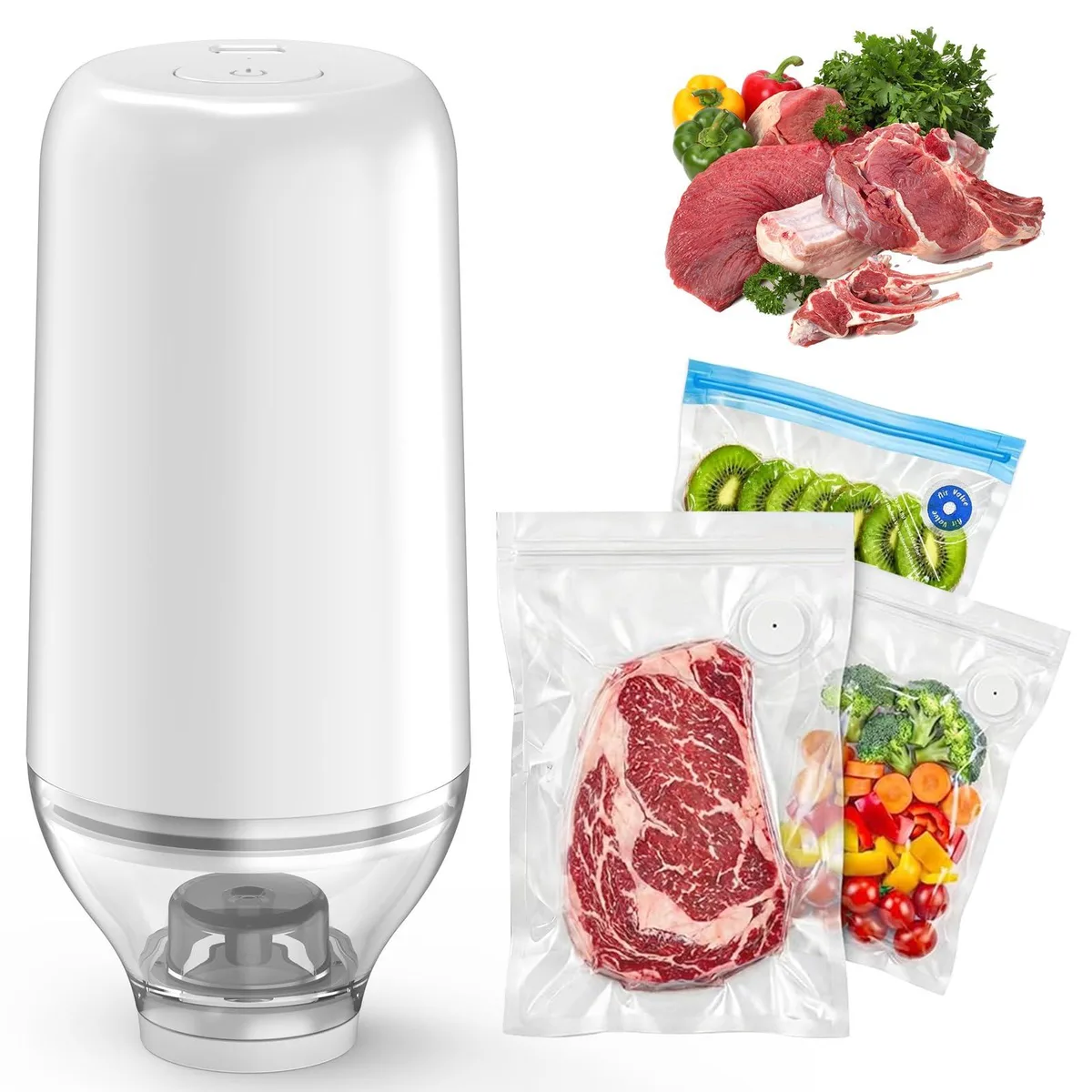  BAMCOO Portable Handheld Food Vacuum Sealer White Pump Only — product photo