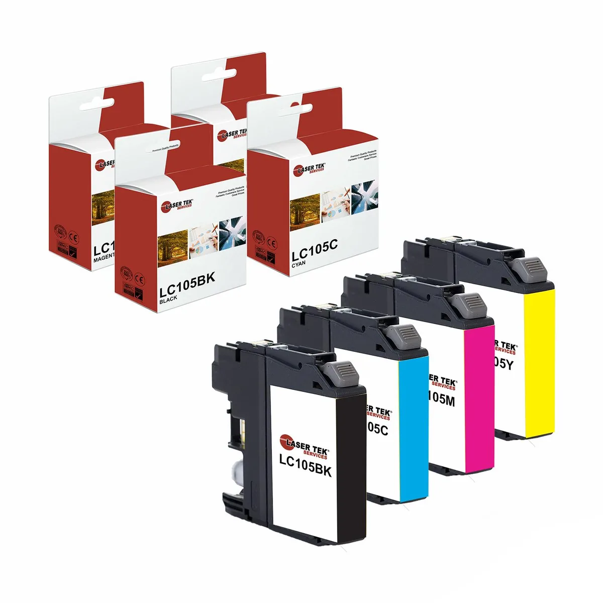 Laser Tek Services Laser Tek Services LC107BK LC105C LC105M LC105Y 4-pack ink cartridges — product photo