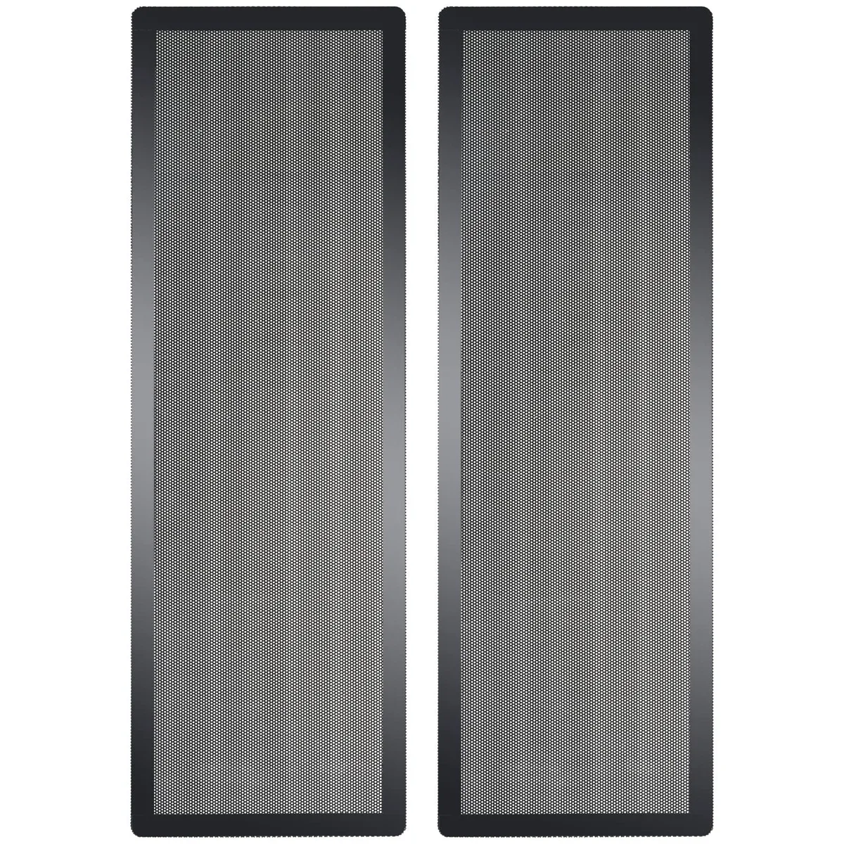 Two black magnetic mesh filters, 360 by 120 mm, flexible PVC frames