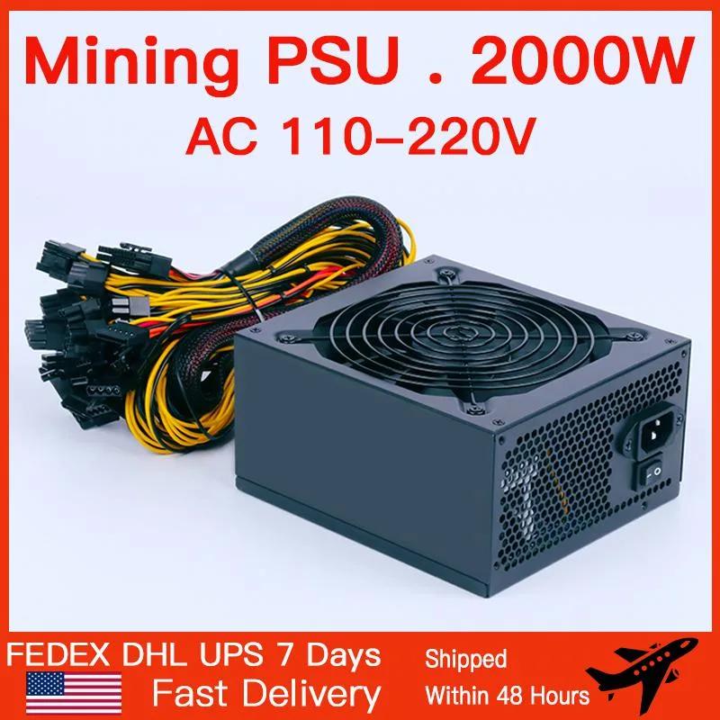 Rectangular matte-black ATX power supply, non-modular cables, large fan grille visible