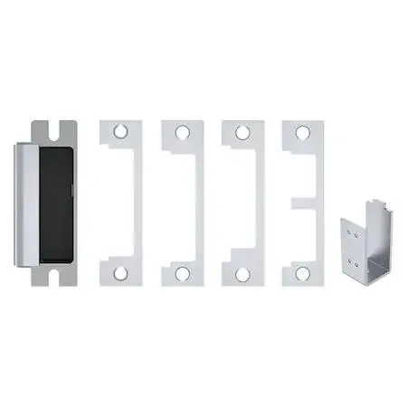 Rectangular satin stainless electric door strike with mounting faceplate