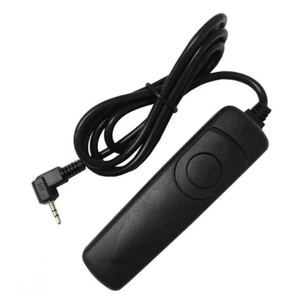 Black plastic and metal remote shutter release with straight cable and connector