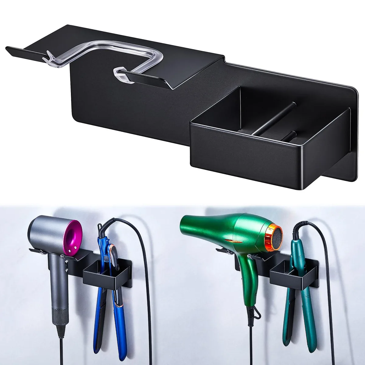  LOXSUN Hair Dryer and Straightener Holder Wall Mounted (Black) — product photo
