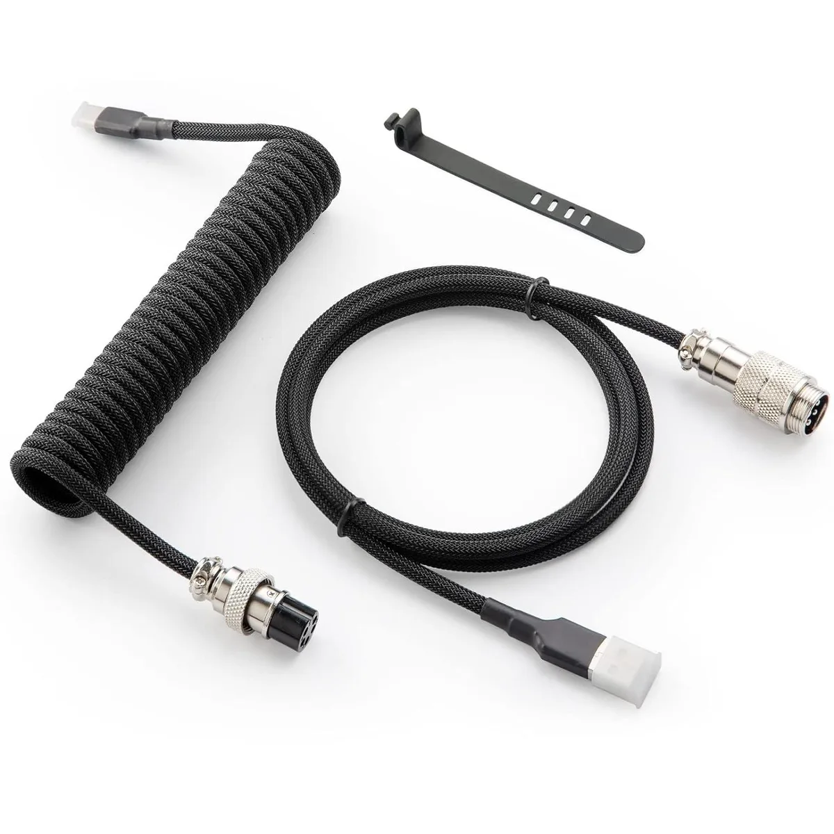 GCROWN GCROWN Coiled USB C Cable Double-Sleeved Metal Aviator 1.5M Black — product photo