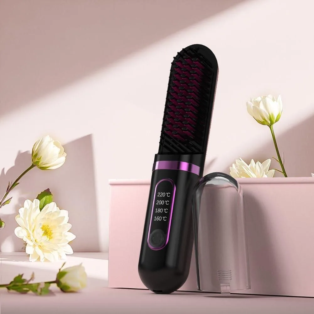  KTWMVWD Cordless Straightening Brush 4 Heat Settings 218g Black — product photo