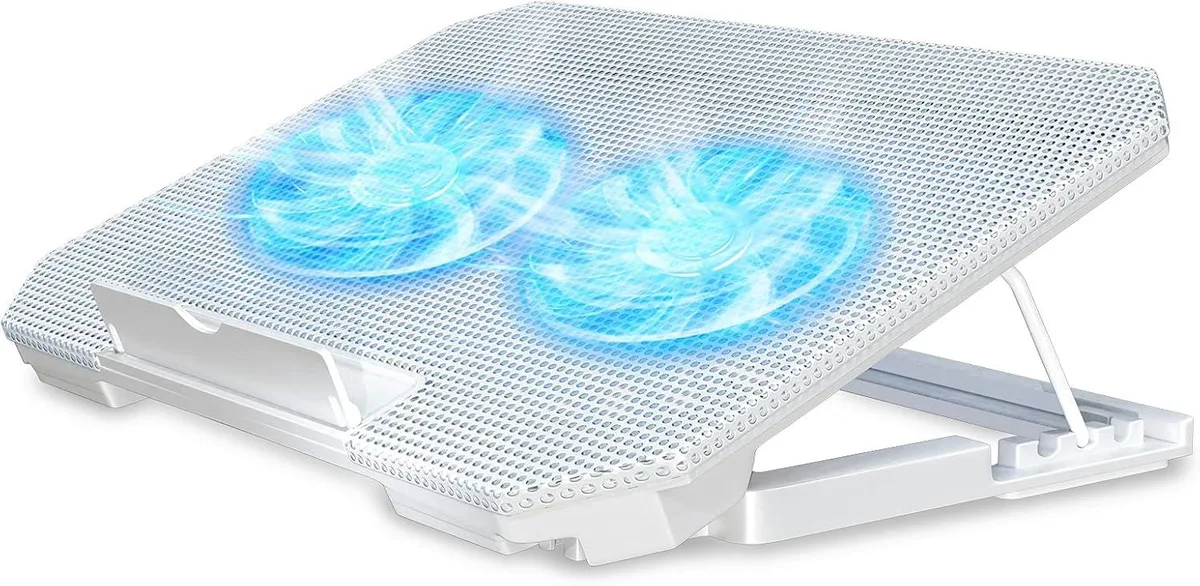 PISKEKAT PISKEKAT Laptop Cooling Pad White 2×5.1" Fans 12-15.6 — product photo