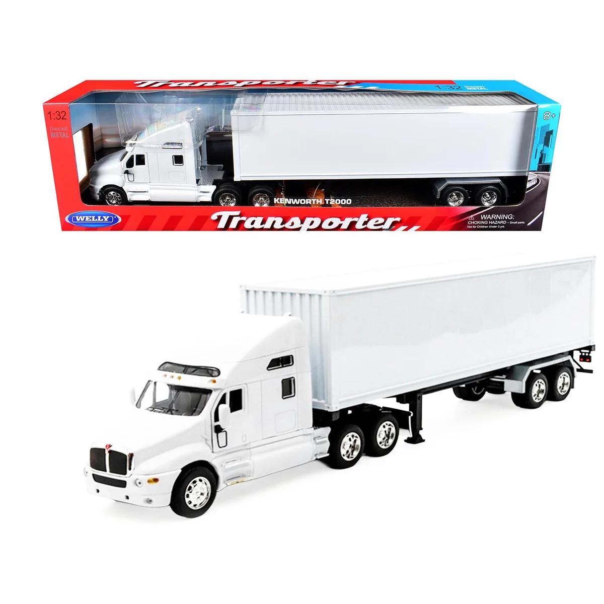 WELLY WELLY Kenworth T2000 White Truck &amp; Container 1/32 — product photo