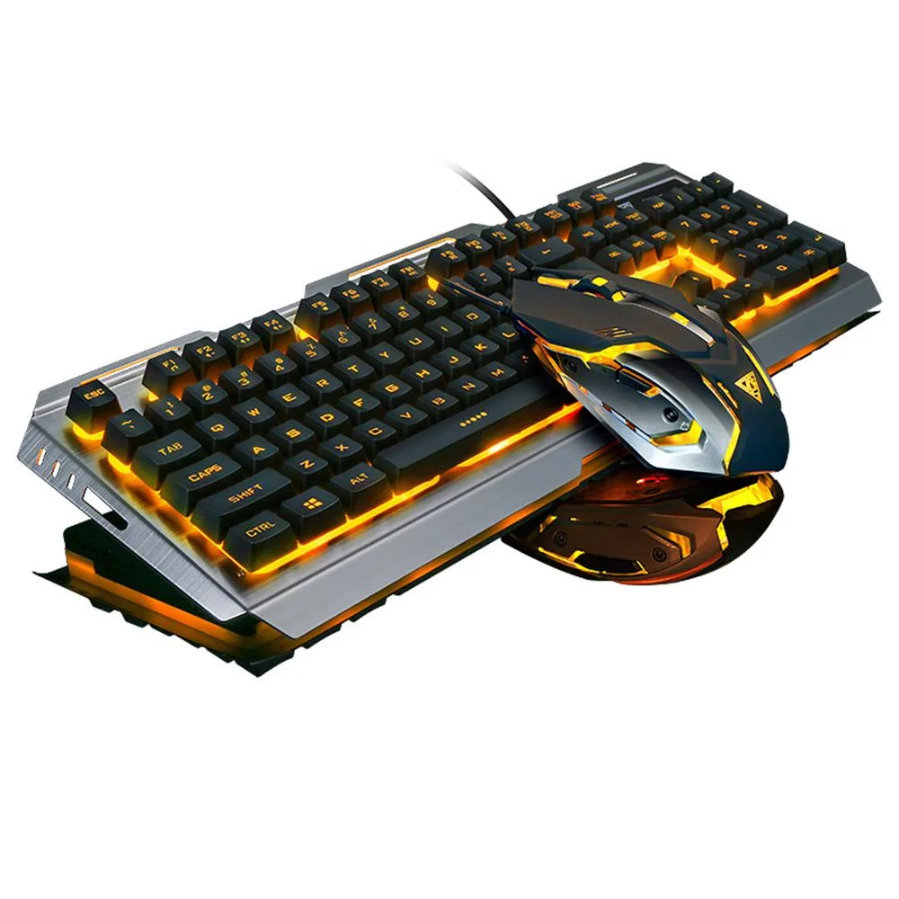AUTYUE AUTYUE Orange Backlit Gaming Keyboard and Mouse Combo 104 Keys Yellow Switch 3200 DPI — product photo