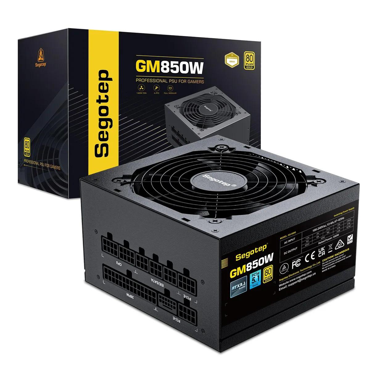 segotep segotep 850W ATX 3.1 PCIe 5.1 80 Plus Gold Full Modular power supply — product photo