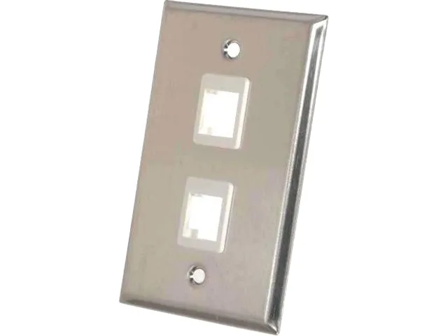 Cables To Go Cables To Go 37094 Two Port Keystone Single Gang Wall Plate Stainless Steel — product photo