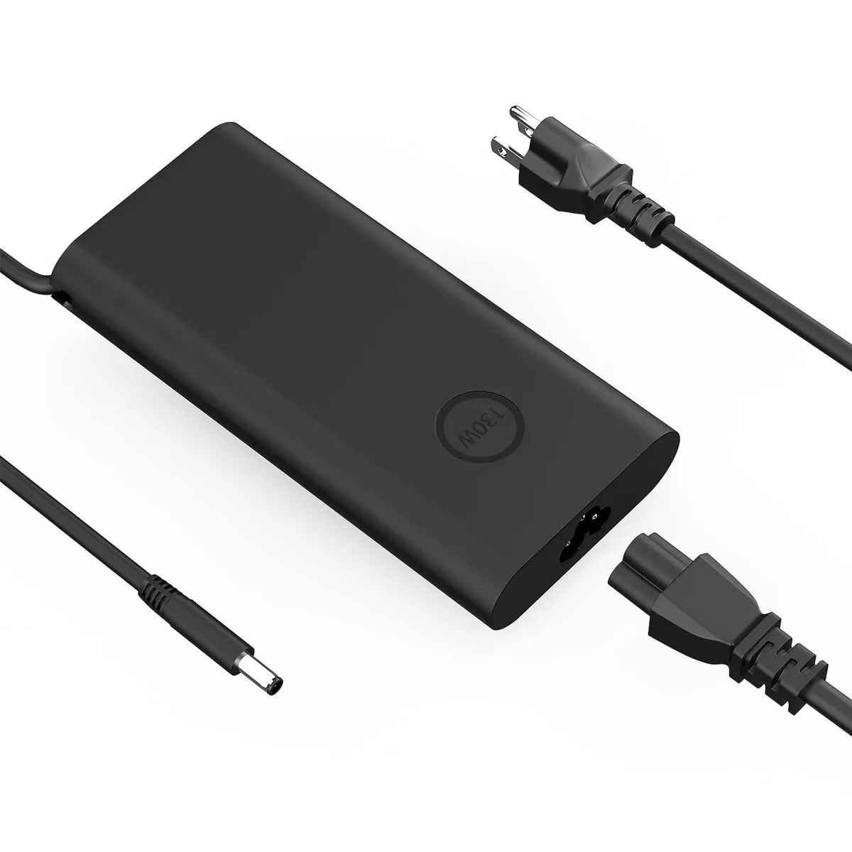 Black rectangular power brick with 4.5*3.0mm barrel connector and detachable cord