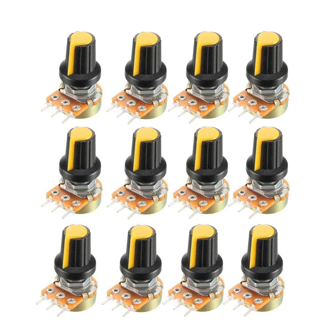 Unique-Bargains Unique-Bargains WH148 12Pcs 100K Ohm Single Turn Carbon Film Potentiometer with Knobs — product photo