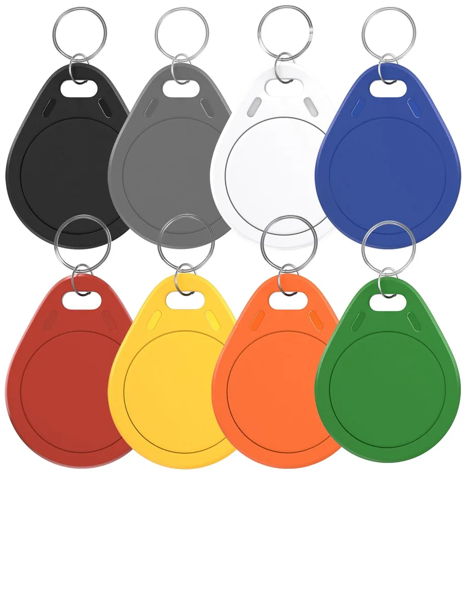 Black Honeywell Tag215 RFID key fob with metal ring, round plastic finish