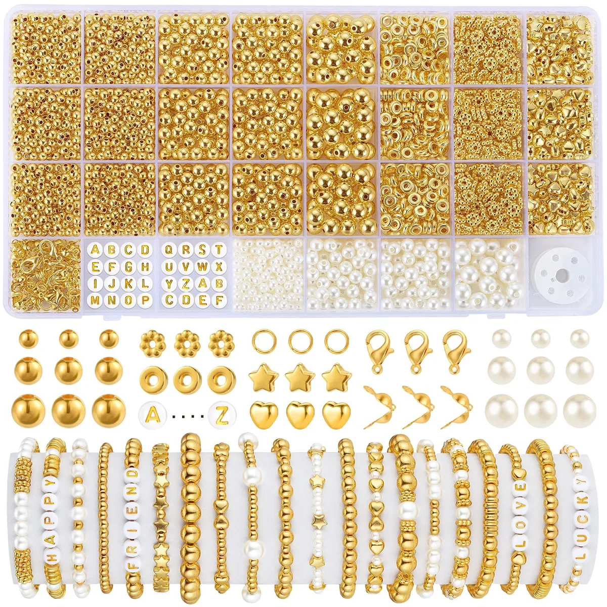  Funtopia 08FTASK32B-MU 2500 Pcs Gold Spacer Beads jewelry — product photo
